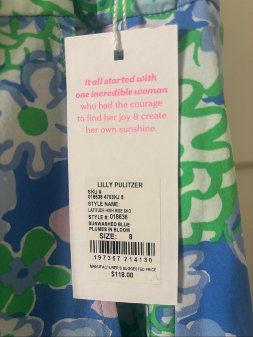 Lilly Pulitzer Blue, Green & Pink Floral Circle Skort new with tags - Picture 4 of 6